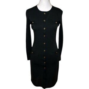 Liz Claiborne black vintage long sleeve button dress size S